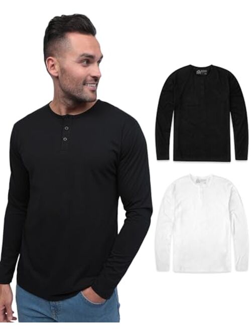 INTO THE AM Long Sleeve Henley Shirts for Men S - 4XL Casual Lightweight Fitted Longsleeve