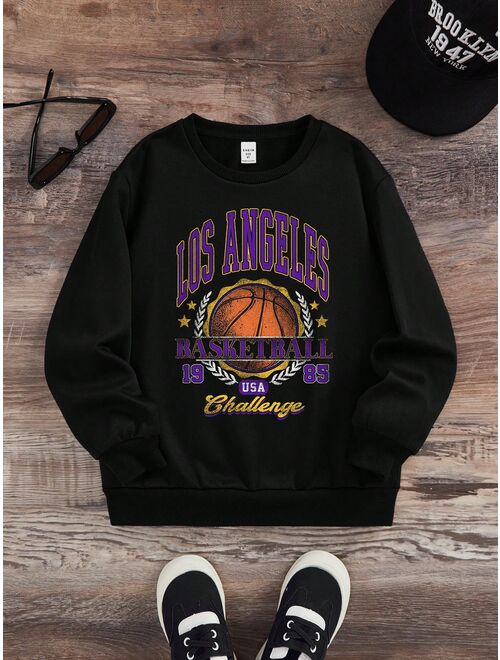 Tween Boy Basketball Letter Graphic Sweatshirt