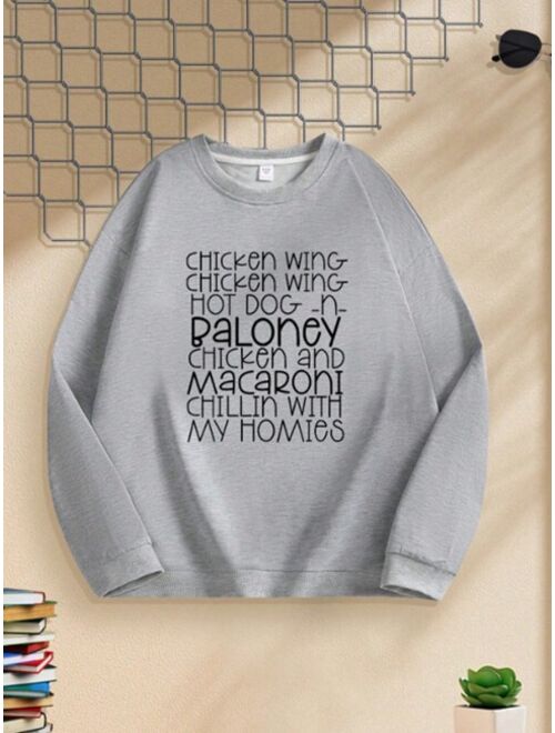 Boys Letter Printed Round Neck Sweatshirt For Casual And Street Style In Autumn winter