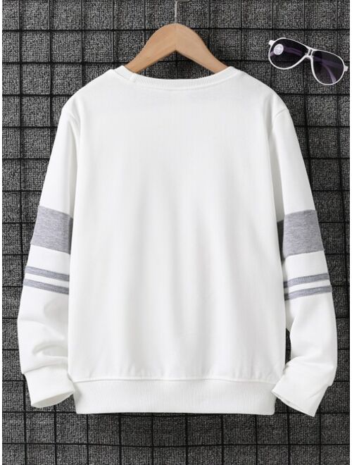 SHEIN Kids EVRYDAY Boys Striped Print Sweatshirt