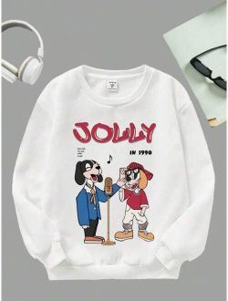 Tween Boy Letter Cartoon Graphic Pullover