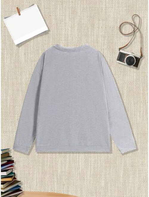 Boys Fashionable Street Style Printed Round Neck Sweatshirt For Casual Wear Autumn And Winter