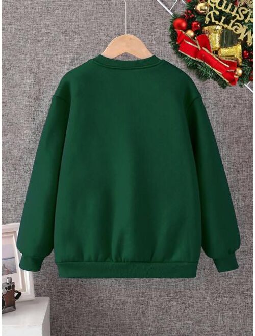 Tween Boy Christmas Print Thermal Lined Sweatshirt