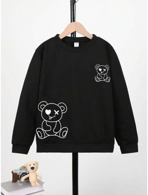 Tween Boy Bear Print Sweatshirt