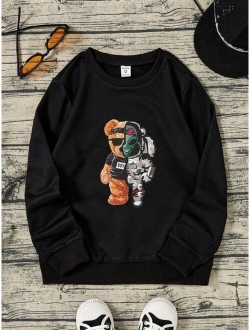 SHEIN Kids QTFun Tween Boy Bear Print Sweatshirt