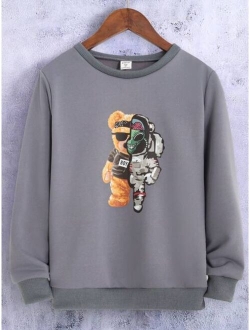 SHEIN Kids QTFun Tween Boy Bear Print Sweatshirt