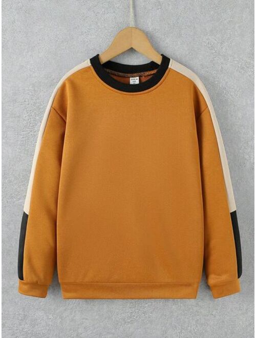 Tween Boy Contrast Side Seam Drop Shoulder Sweatshirt