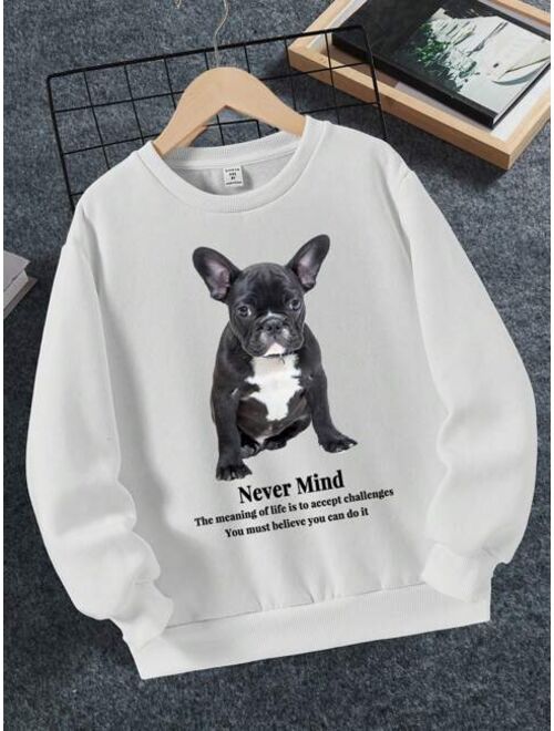 Tween Boy Dog Slogan Graphic Thermal Pullover