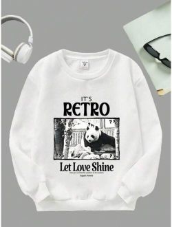 Tween Boy Panda Slogan Graphic Pullover