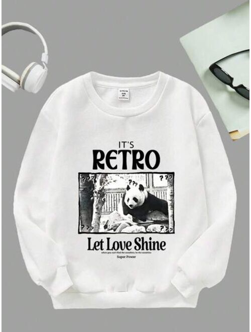 Tween Boy Panda Slogan Graphic Pullover