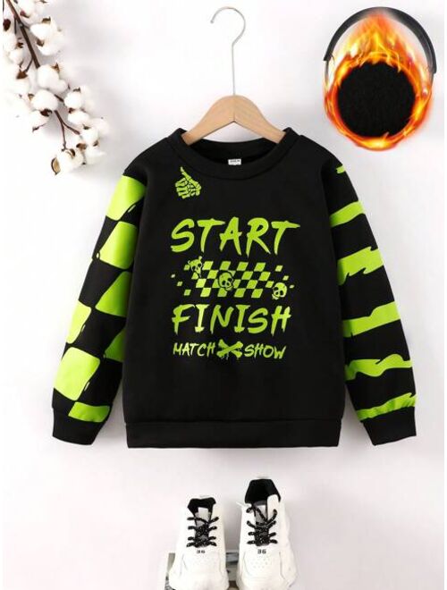 Tween Boy Slogan Skull Graphic Thermal Lined Sweatshirt