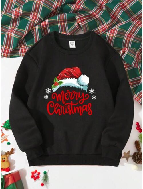 Tween Boy 1pc Christmas Print Thermal Lined Sweatshirt