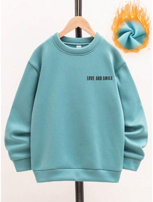 Tween Boy Slogan Graphic Thermal Lined Sweatshirt