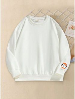 Tween Boy Cartoon Graphic Drop Shoulder Sweatshirt