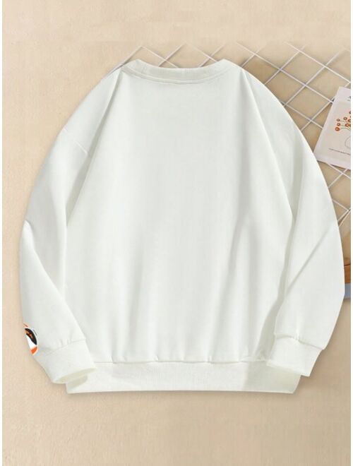 Tween Boy Cartoon Graphic Drop Shoulder Sweatshirt