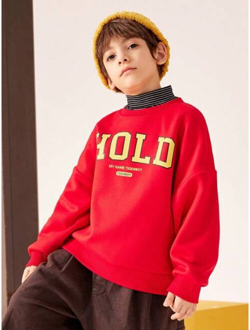 Tween Boys Multicolor Autumn Winter Fleece Sweatshirt Suitable For Daily Wear