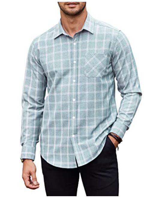 UNTUCKit Tinkwell Men's Plaid Button Down Shirts Long Sleeve Dress Shirt Casual Business Shirts