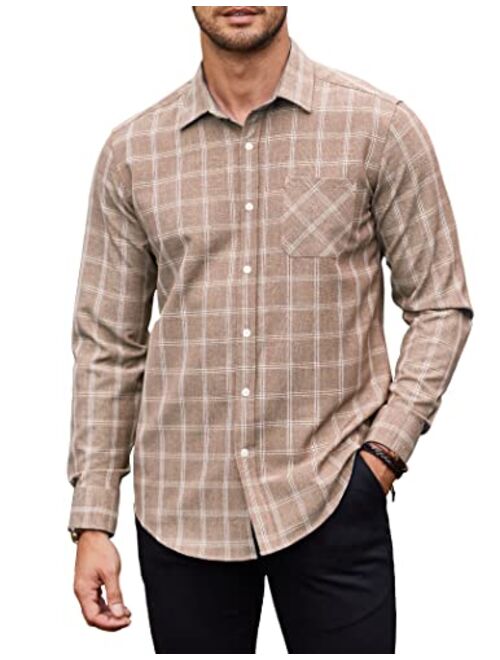 UNTUCKit Tinkwell Men's Plaid Button Down Shirts Long Sleeve Dress Shirt Casual Business Shirts