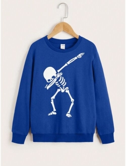 SHEIN Kids EVRYDAY Tween Boy Skeleton Print Sweatshirt