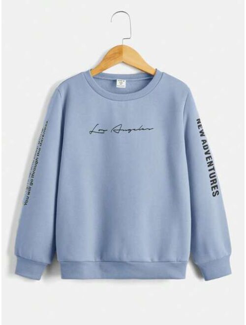 SHEIN Kids EVRYDAY Tween Boy Letter Graphic Pullover