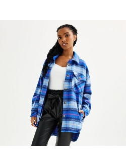 Juniors' SO Oversized Plaid Shacket