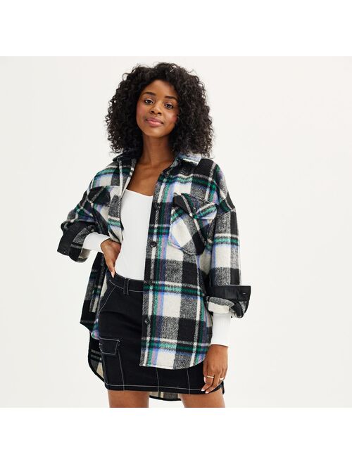 Juniors' SO Oversized Plaid Shacket