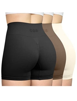 Women's 3 Piece Workout Shorts Seamless High Waist Butt Liftings Exercise Athletic Shorts