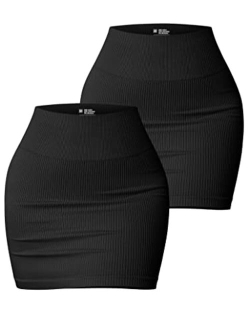 Women's 2 Piece Skirts Basic Versatile Stretchy Ribbed Casual High Waist Mini Skirt