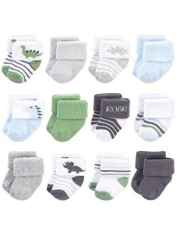 Baby Infant Boy Cotton Rich Newborn and Terry Socks, Boy Dino, 0-3 Months