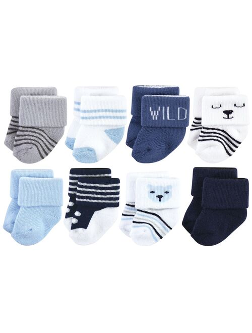 Hudson Baby Infant Boy Cotton Rich Newborn and Terry Socks, Bear Boy