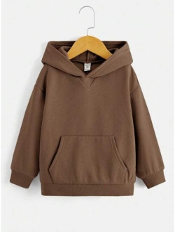 SHEIN Kids EVRYDAY Young Boy Kangaroo Pocket Drop Shoulder Hoodie