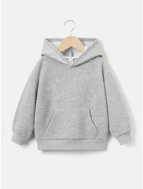 SHEIN Kids EVRYDAY Young Boy Kangaroo Pocket Drop Shoulder Hoodie