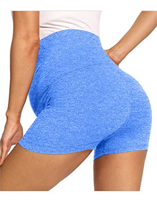 OQQ Women's 2-Pack Maternity Athletic Shorts Over The Belly Bump Seamless Active Yoga Leggings