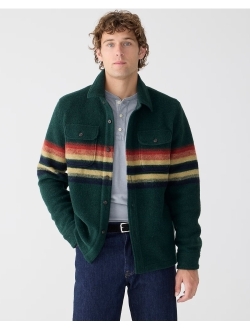 Nordic wool-blend blanket-stripe shirt-jacket