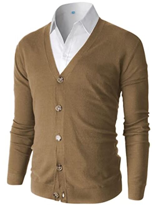 Aimeilgot Men's Casual Slim Fit V-Neck Knitted Cardigan Sweaters with Buttons