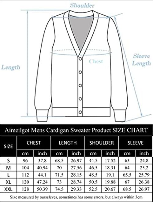 Aimeilgot Men's Casual Slim Fit V-Neck Knitted Cardigan Sweaters with Buttons