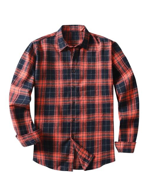 JMIERR Mens Long Sleeve Button-Down Plaid Shirts Casual Cotton Flannel Shirt