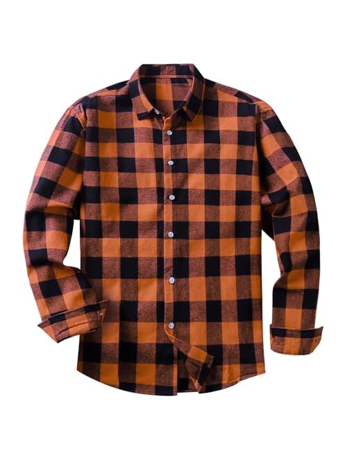 JMIERR Mens Long Sleeve Button-Down Plaid Shirts Casual Cotton Flannel Shirt