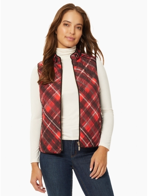 JONES NEW YORK Women's Quilted Zip Front Vest Jacket