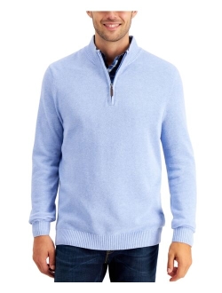 Men's Quarter-Zip Textured Cotton Sweater, Created for Macy's