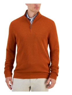 Men's Quarter-Zip Textured Cotton Sweater, Created for Macy's