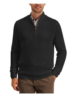 Men's Quarter-Zip Textured Cotton Sweater, Created for Macy's