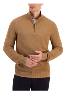 Men's Quarter-Zip Textured Cotton Sweater, Created for Macy's