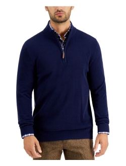 Men's Quarter-Zip Textured Cotton Sweater, Created for Macy's