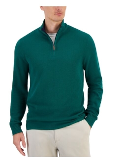 Men's Quarter-Zip Textured Cotton Sweater, Created for Macy's