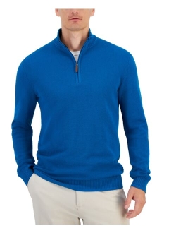 Men's Quarter-Zip Textured Cotton Sweater, Created for Macy's