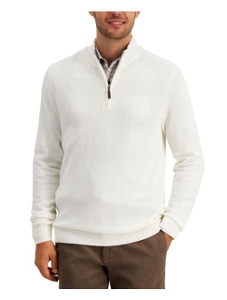 Men's Quarter-Zip Textured Cotton Sweater, Created for Macy's