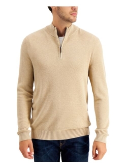 Men's Quarter-Zip Textured Cotton Sweater, Created for Macy's