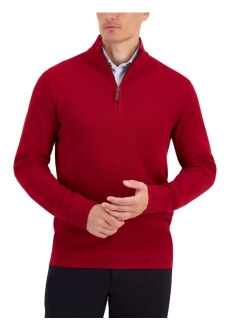 Men's Quarter-Zip Textured Cotton Sweater, Created for Macy's