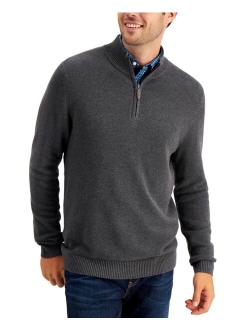 Men's Quarter-Zip Textured Cotton Sweater, Created for Macy's